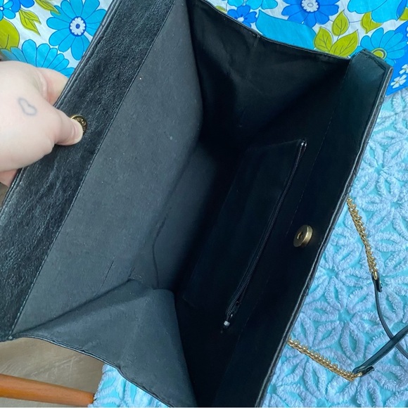 Vintage purse Victorian coffin style purse quilted black leather goth dark - Picture 8 of 14